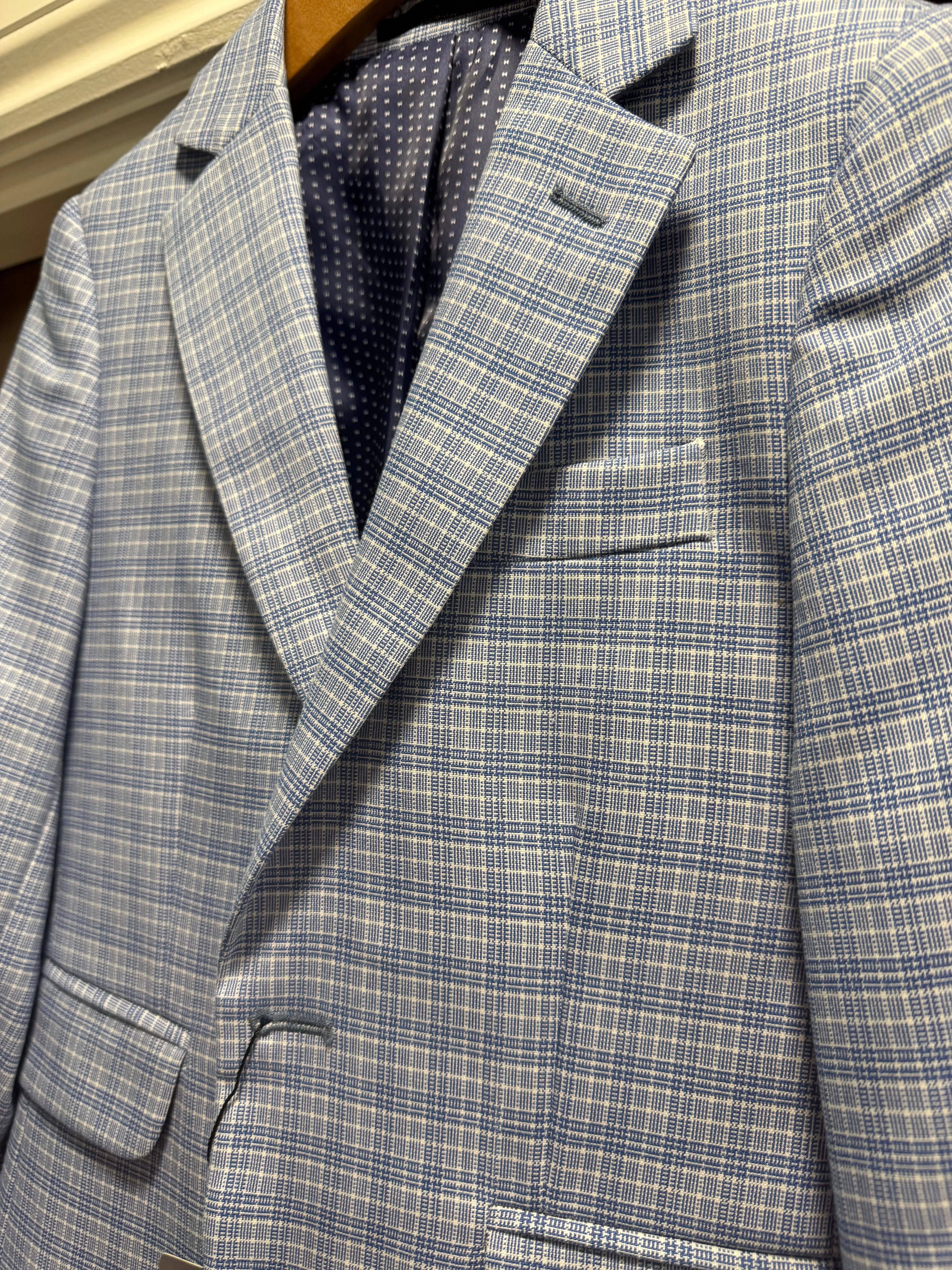 1880 Boys Pale Blue Checked Blazer