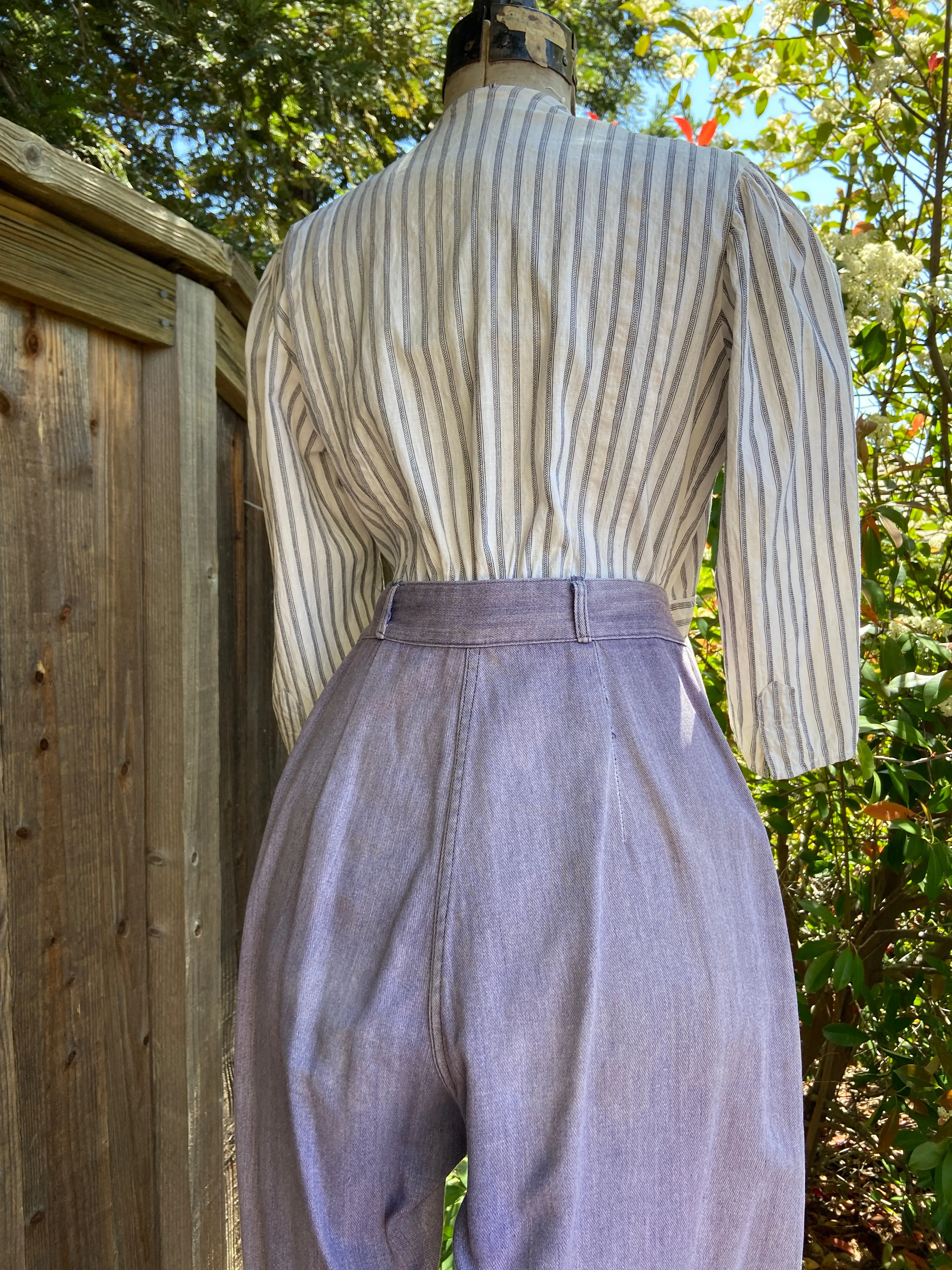 1940s Side Button Faded Moleskin Work Wear Pants