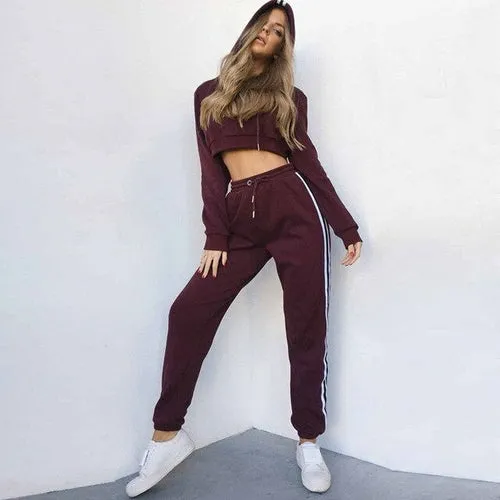 2022- Amazing Tracksuit 2pcs Women Set Hoodies Crop
