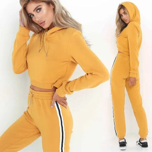 2022- Amazing Tracksuit 2pcs Women Set Hoodies Crop
