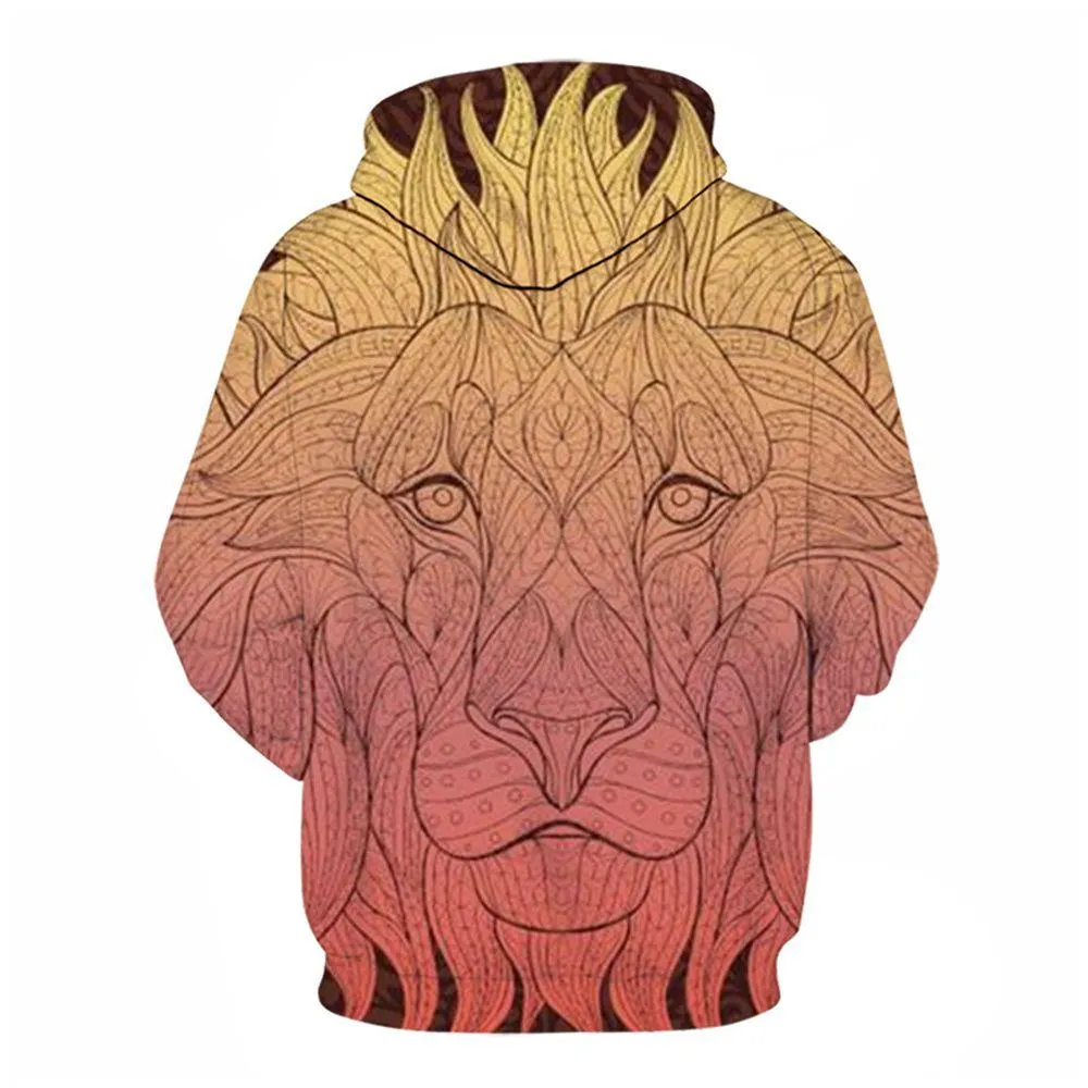 3D Graphic Printed Hoodies Lion