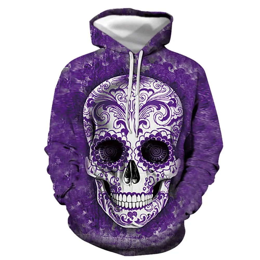 3D Graphic Printed Hoodies Skull