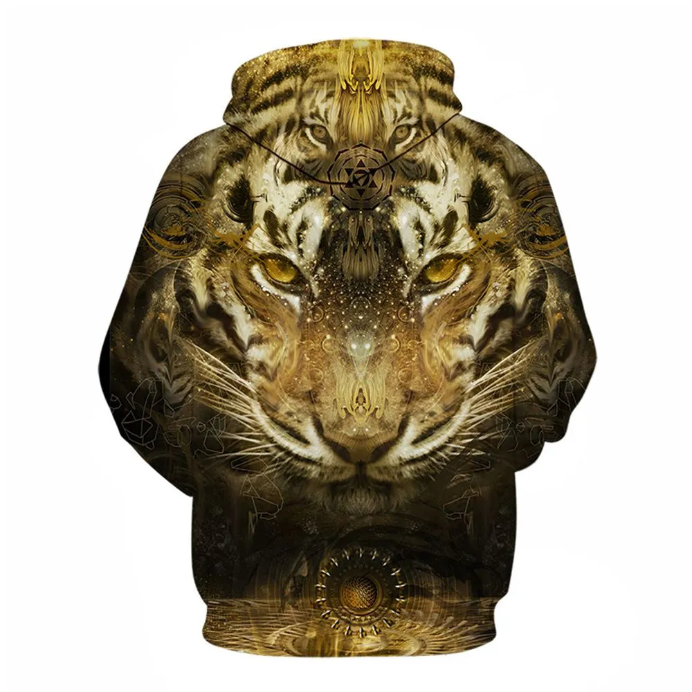 3D Graphic Printed Hoodies Tiger