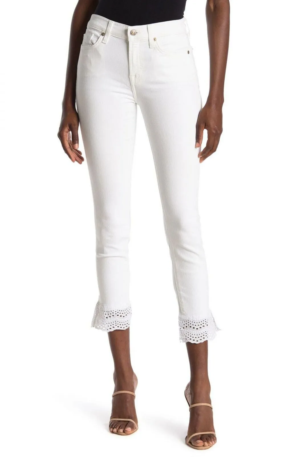 7 For All Mankind Gwenevere Ankle Skinny Jeans With Eyelet Hem