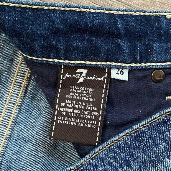 7 For All Mankind Distressed Josefina Skinny Boyfriend Jeans, Size 26