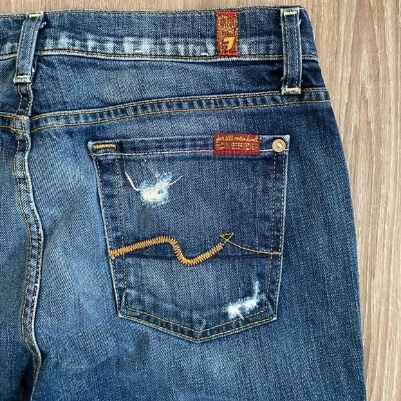 7 For All Mankind Distressed Josefina Skinny Boyfriend Jeans, Size 26