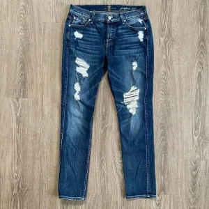 7 For All Mankind Distressed Josefina Skinny Boyfriend Jeans, Size 26