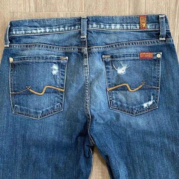 7 For All Mankind Distressed Josefina Skinny Boyfriend Jeans, Size 26