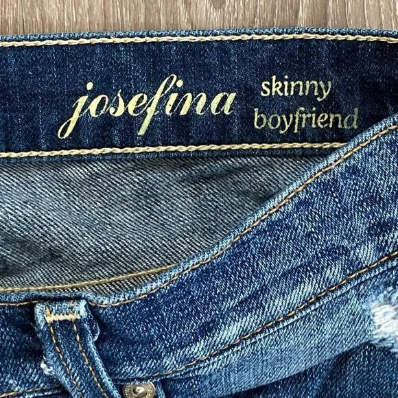 7 For All Mankind Distressed Josefina Skinny Boyfriend Jeans, Size 26