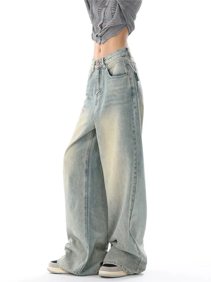 90er Baggy Boyfriend Jeans mit Verblasstem Effekt