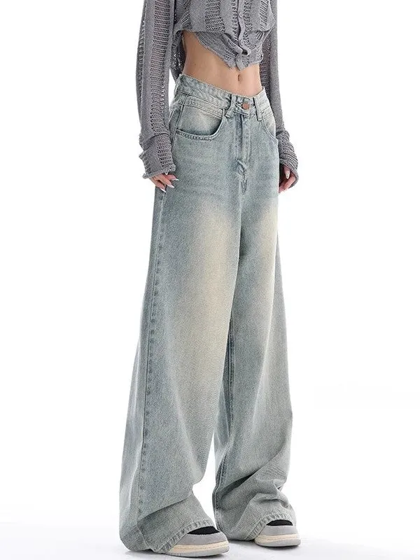 90er Baggy Boyfriend Jeans mit Verblasstem Effekt