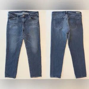 AG Adriano Goldschmied Stevie Capri Slim Straight Denim Jeans Medium Wash Sz 30