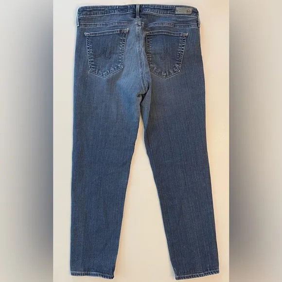 AG Adriano Goldschmied Stevie Capri Slim Straight Denim Jeans Medium Wash Sz 30