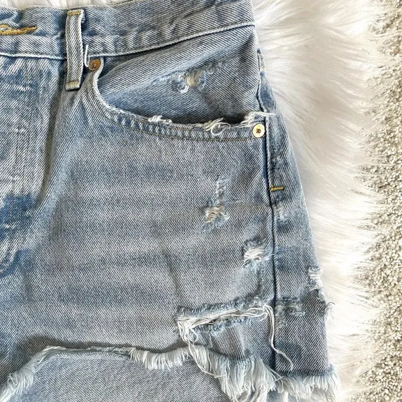 Agolde Distressed Button Fly Jean Shorts