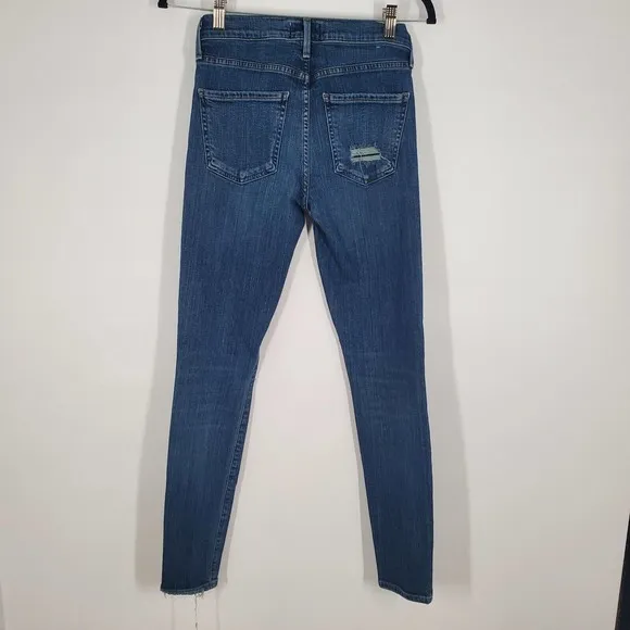 Agolde women 25 Sophie High Rise Distressed Skinny Classic Denim Mid Wash Jeans