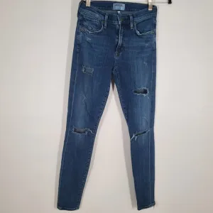 Agolde women 25 Sophie High Rise Distressed Skinny Classic Denim Mid Wash Jeans