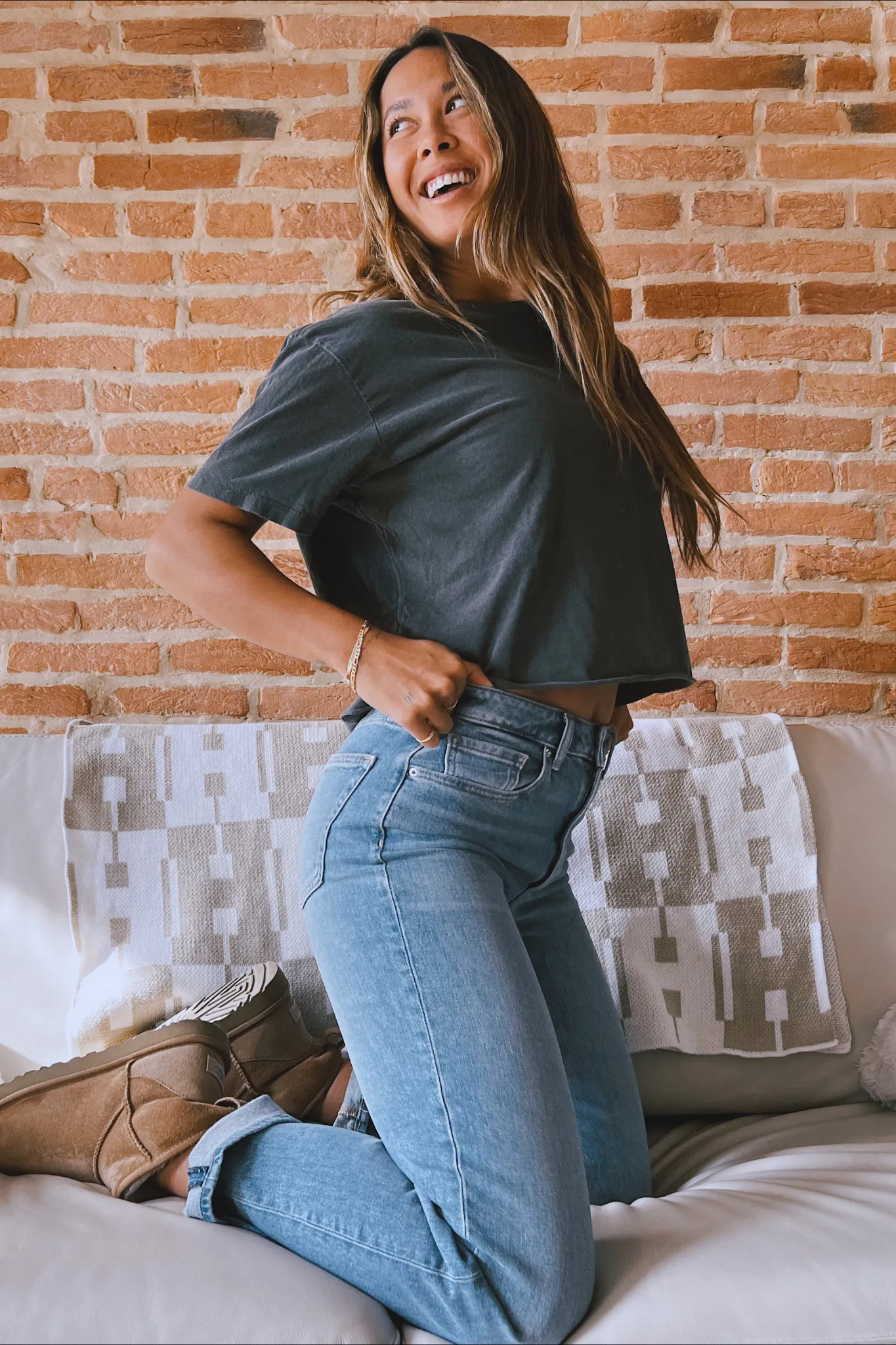 All Day Crop Tee - Faded Black