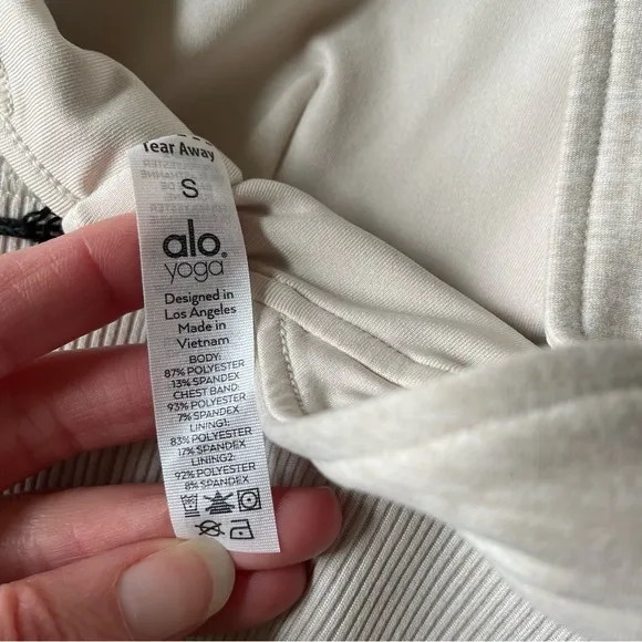 Alo Yoga Alosoft Serenity Bra Bone Heather Size Small Athleisure Activewear Yoga