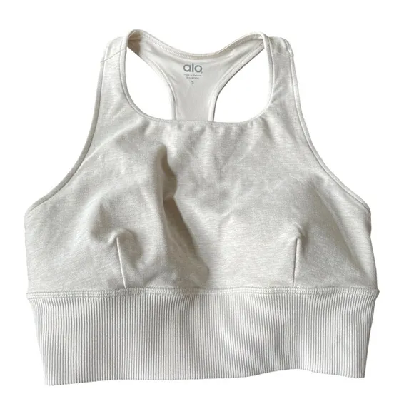 Alo Yoga Alosoft Serenity Bra Bone Heather Size Small Athleisure Activewear Yoga