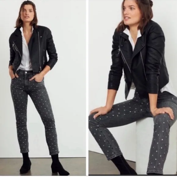 Anthropologie Pilcro &amp; The Letterpress Ultra High Rise Rhinestone Jeans Size 26