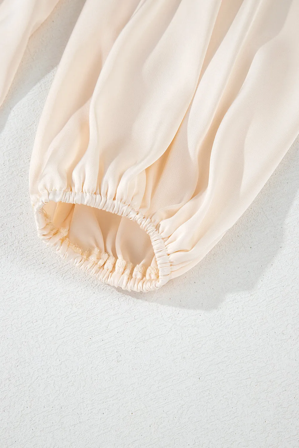 Apricot Tiered Ruffled Puff Sleeve Loose Fit Mini Dress