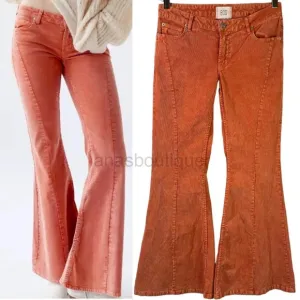 BDG corduroy extreme flare orange jeans Size 27/4US cotton stretch