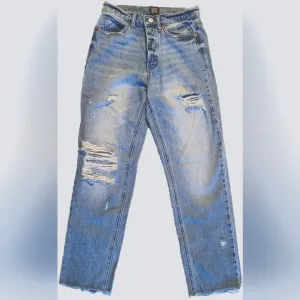BDG Light Wash Slim Straight Button Front Distressed Jeans, 26 (2/4) -EUC