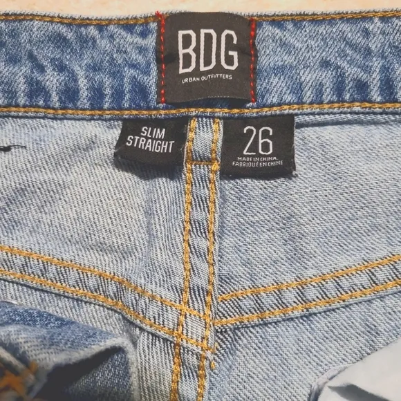 BDG Light Wash Slim Straight Button Front Distressed Jeans, 26 (2/4) -EUC