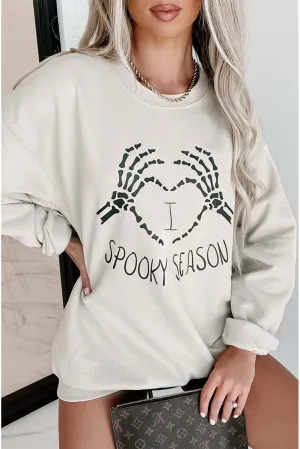 Beige-2 I Love Spooky Season Graphic Halloween Sweatshirt