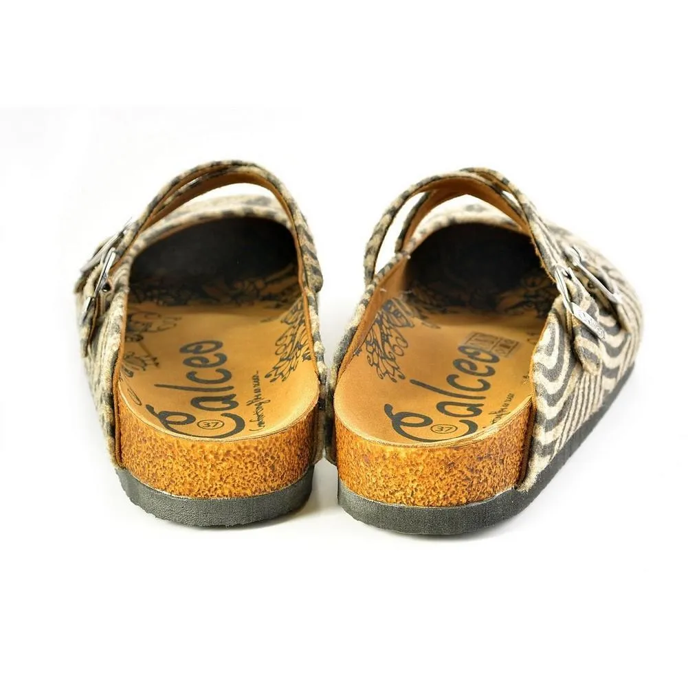 Black and White, Zebra Patterned, Sun and Moon Clogs - CAL1202