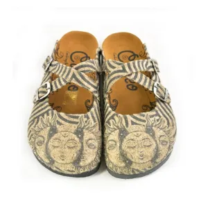 Black and White, Zebra Patterned, Sun and Moon Clogs - CAL1202