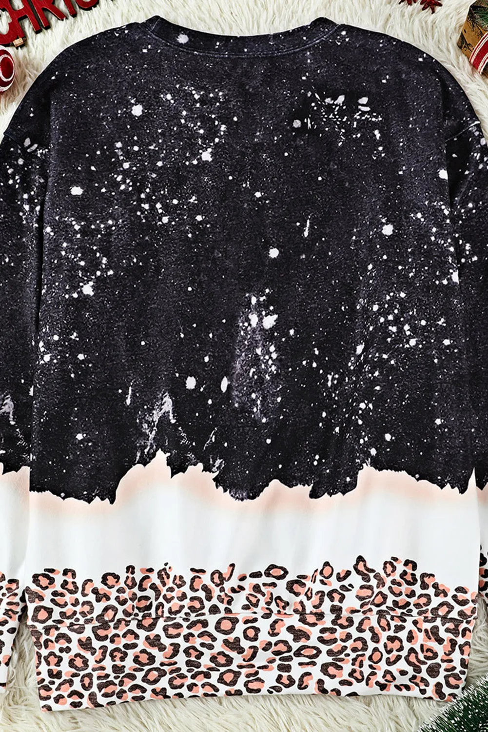 Black Bless Your Heart Leopard Bleached Sweatshirt