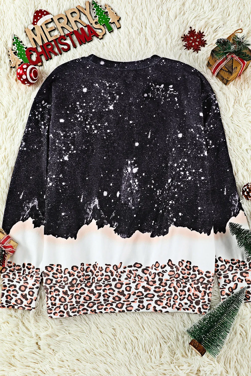 Black Bless Your Heart Leopard Bleached Sweatshirt