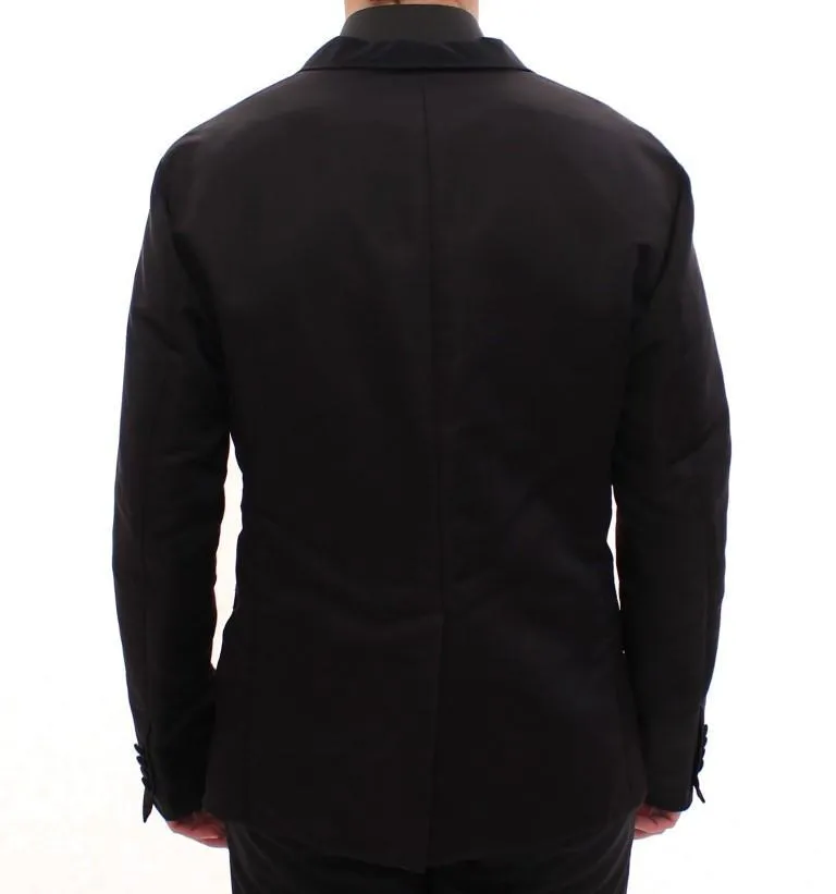Black silk slim fit blazer
