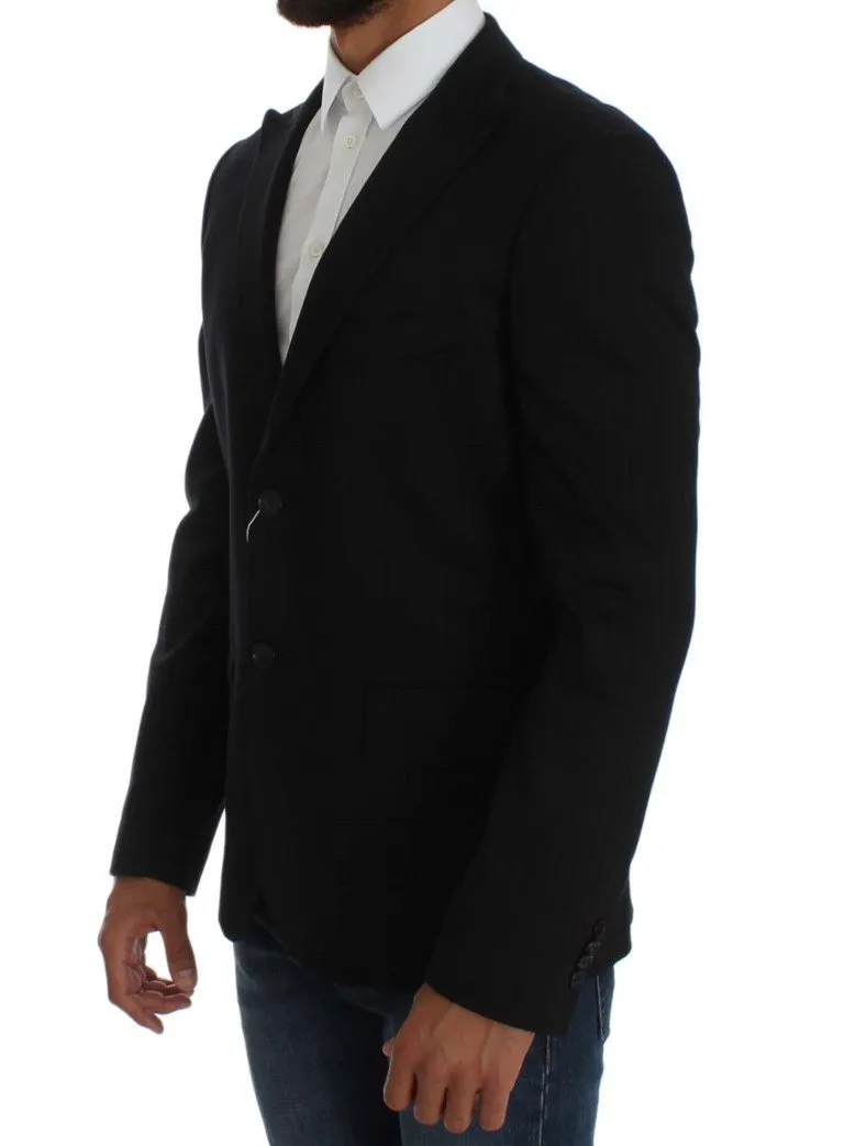 Black Striped Two Button Blazer Jacket
