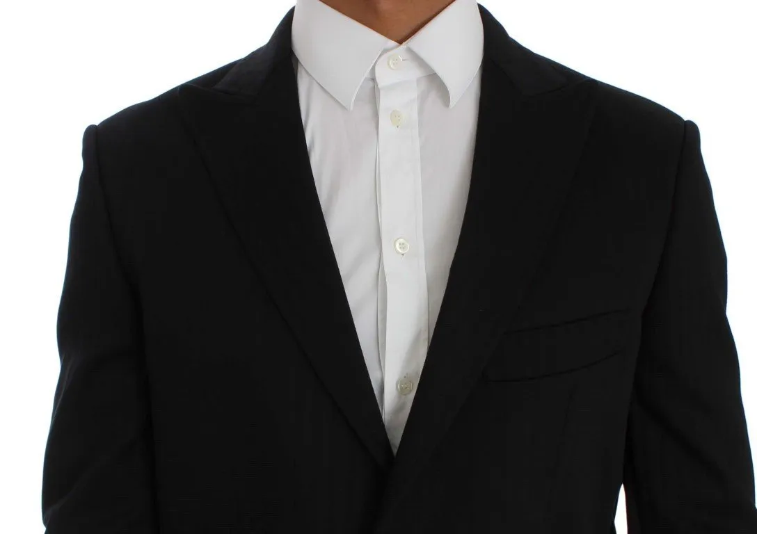Black Striped Two Button Blazer Jacket