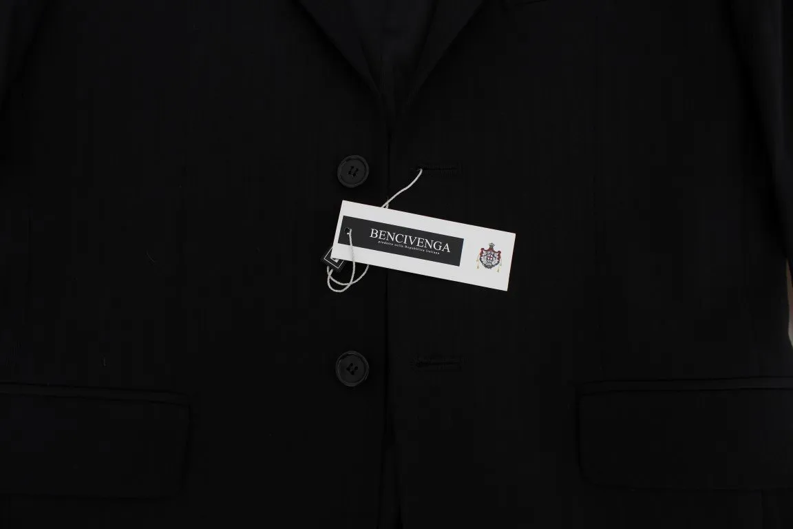 Black Striped Two Button Blazer Jacket