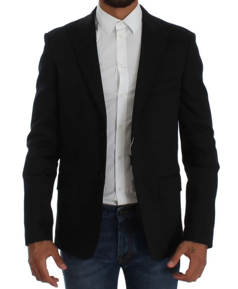 Black Striped Two Button Blazer Jacket