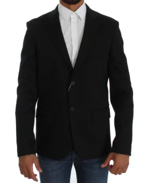 Black Striped Two Button Blazer Jacket