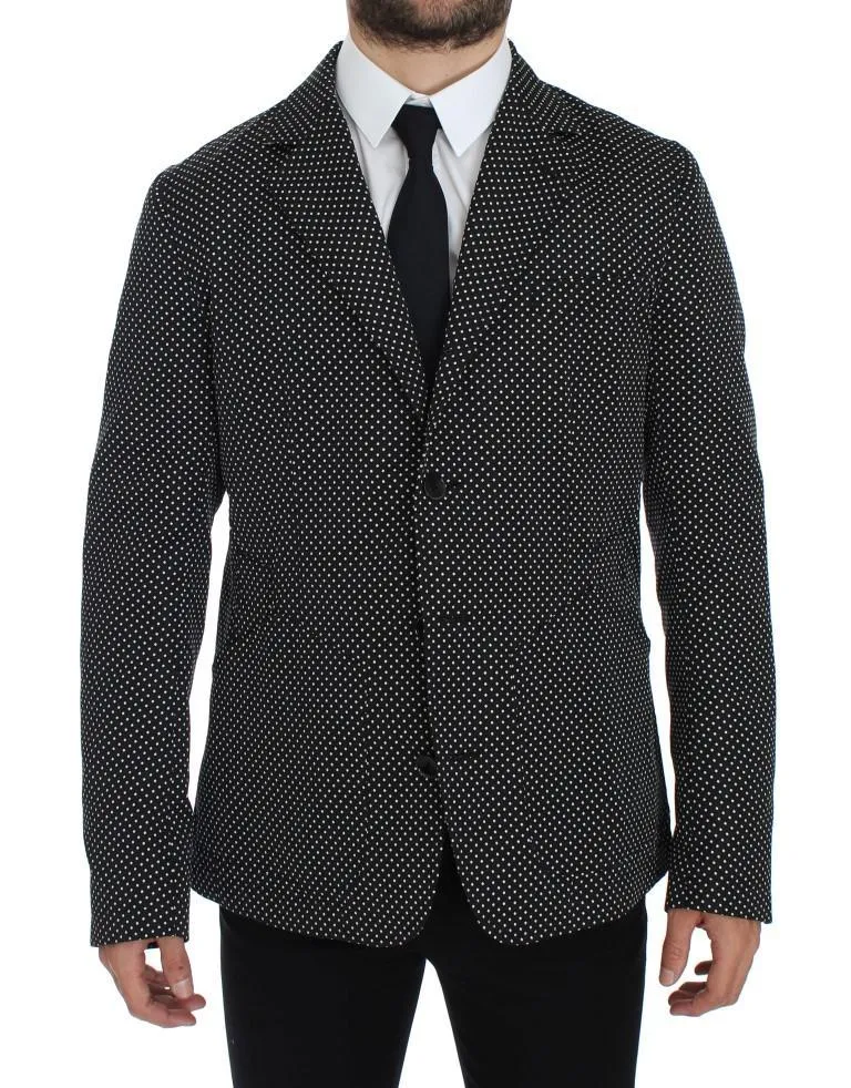 Black White Polka Dotted Blazer Jacket