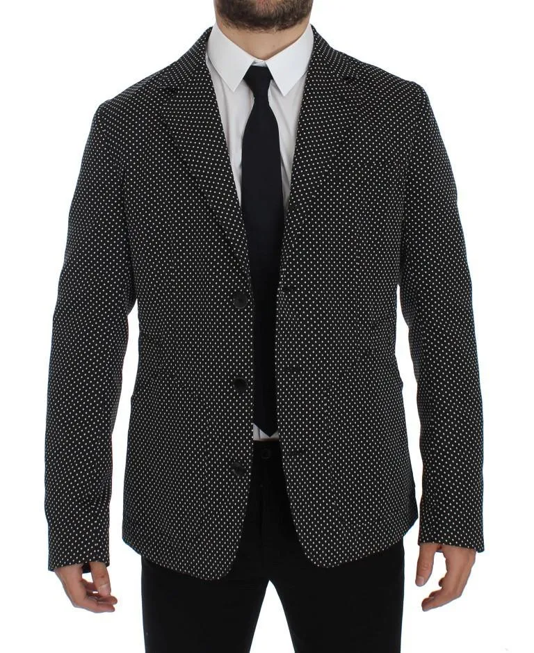 Black White Polka Dotted Blazer Jacket