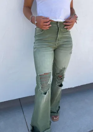 Blakeley Distressed Olive Jean