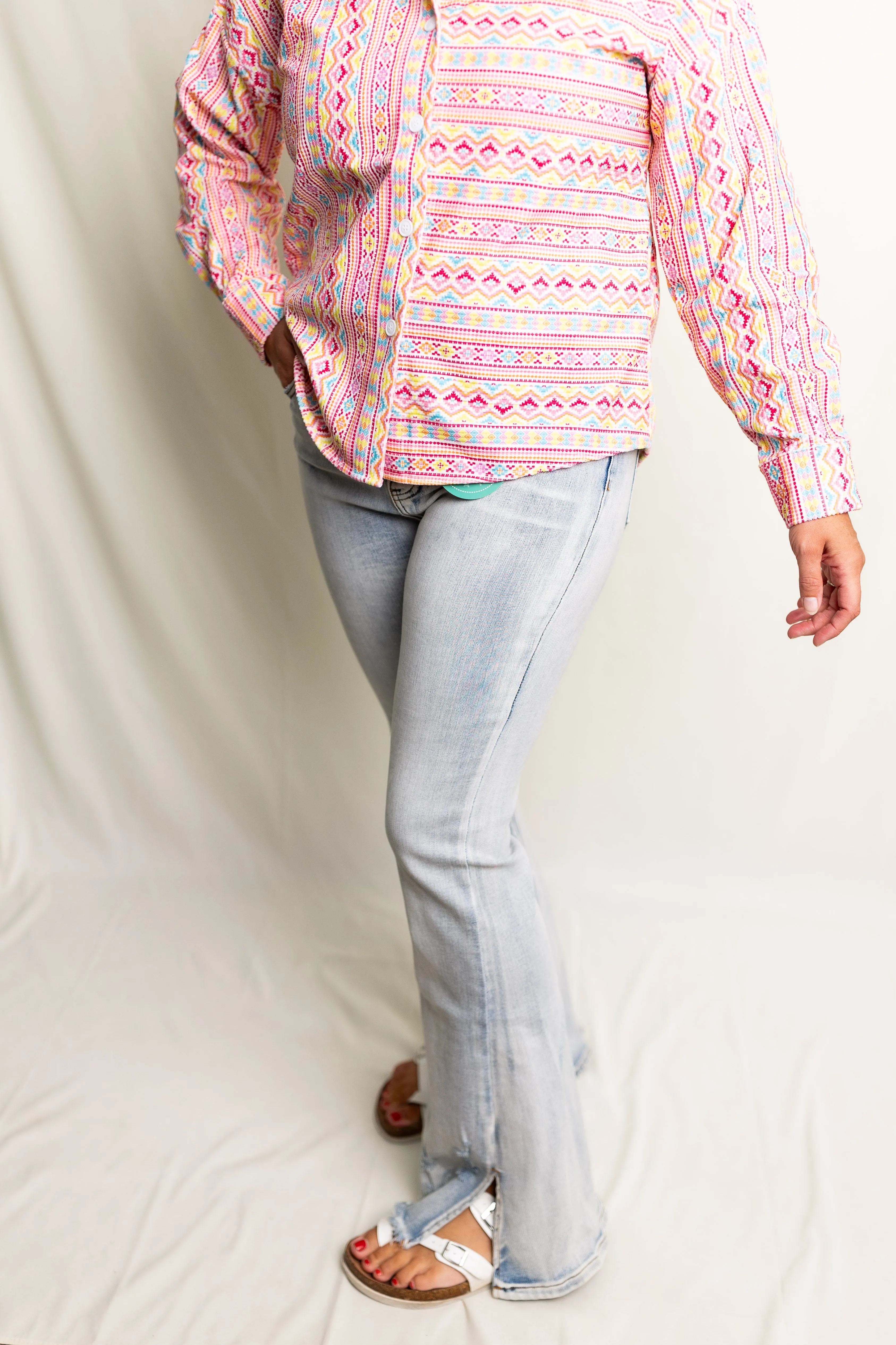 Blakeley Light Wash Split Hem Flare Jeans