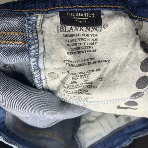 Blank NYC the stanton frayed hem cropped distressed jeans women’s size small 25