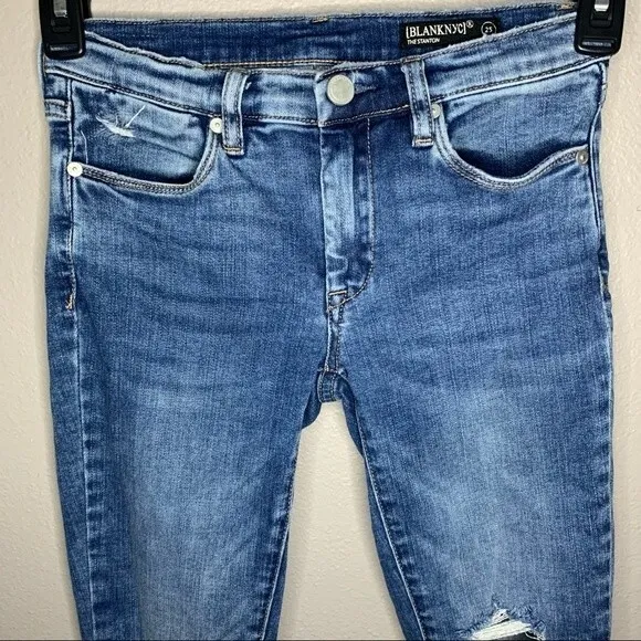 Blank NYC the stanton frayed hem cropped distressed jeans women’s size small 25