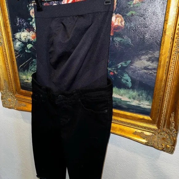 BLANQI Maternity Black Distressed Skinny Jeans with Belly Support Size 4