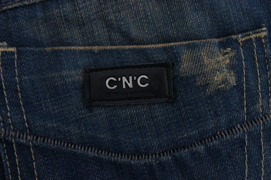Blue Cotton Boyfriend Denim Jeans