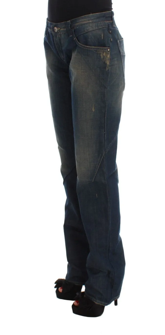 Blue Cotton Boyfriend Denim Jeans