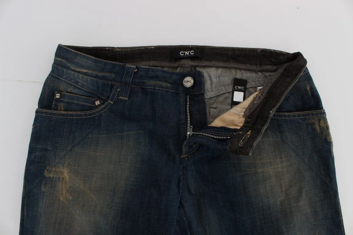 Blue Cotton Boyfriend Denim Jeans
