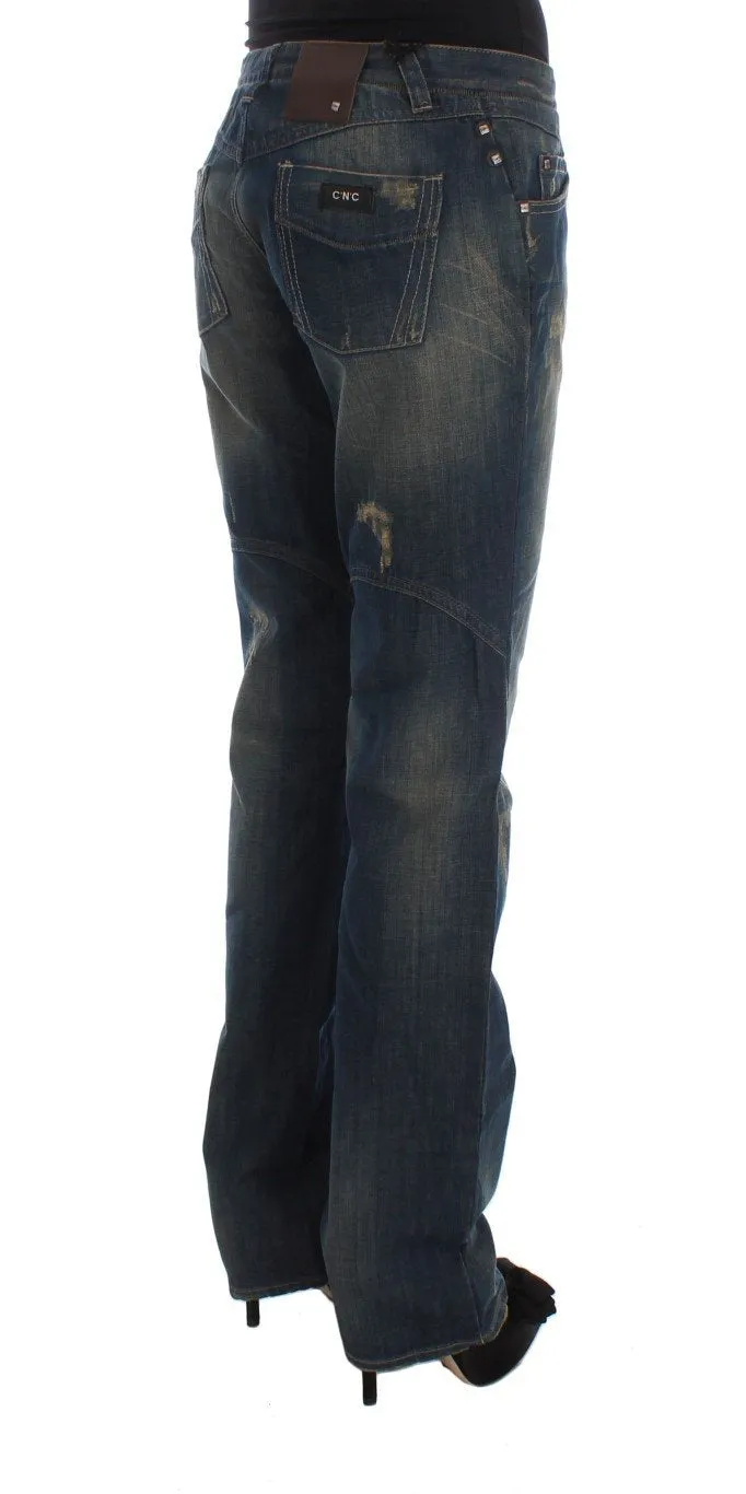 Blue Cotton Boyfriend Denim Jeans